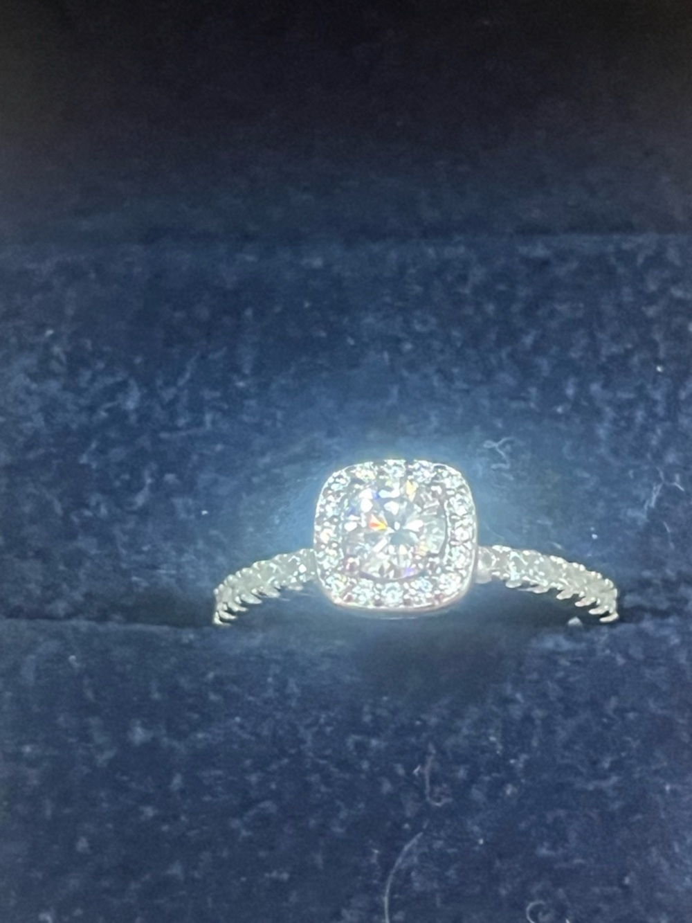 Sterling Silver White moissanite Halo Engagement Ring - Women